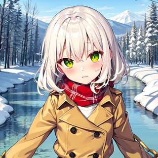 Anime winter trees wallpaper