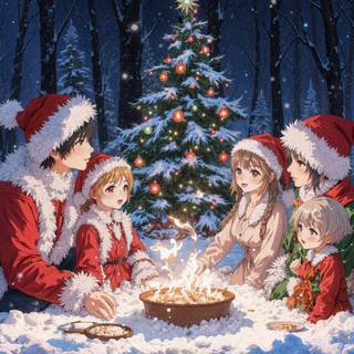 Anime winter trees wallpaper