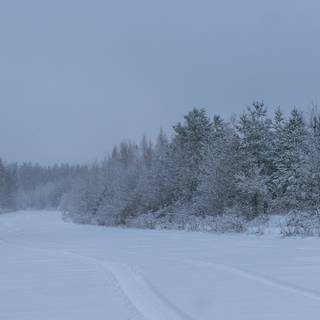 3440x1440 winter road wallpaper