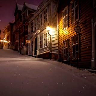 Winter city lights wallpaper