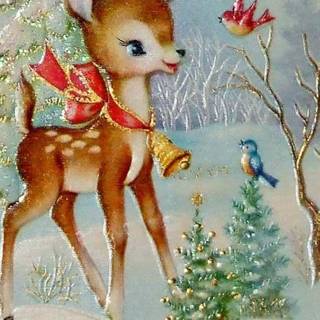 Vintage Christmas card wallpaper