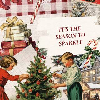 Vintage Christmas card wallpaper