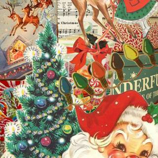 Vintage Christmas card wallpaper