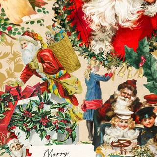 Vintage Christmas card wallpaper