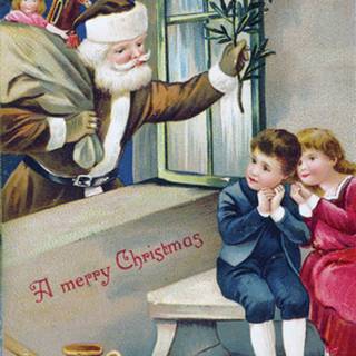 Vintage Christmas card wallpaper