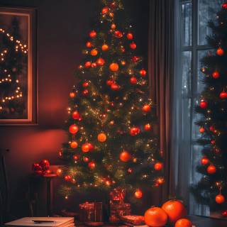 Red Christmas trees wallpaper