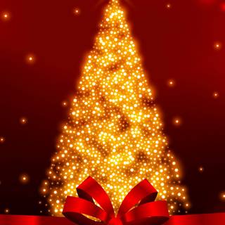 Red Christmas trees wallpaper