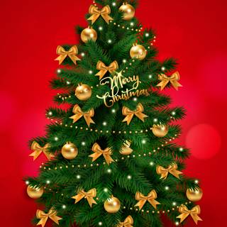 Red Christmas trees wallpaper