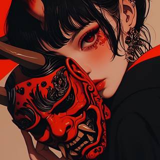 Oni mask girl wallpaper