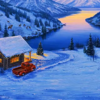 Christmas lake wallpaper