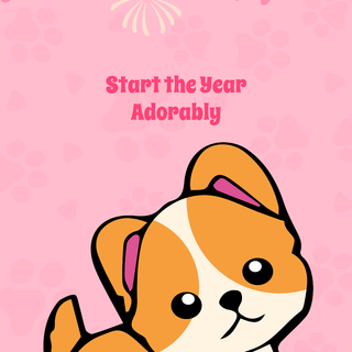 Cute pink New Year wallpaper
