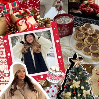 Red preppy Christmas wallpaper