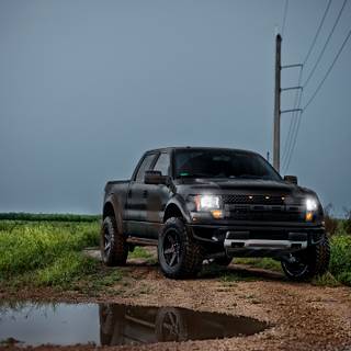 Black Ford F-150 Raptor wallpaper