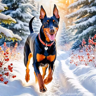 Christmas Doberman puppy wallpaper