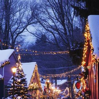 Cozy winter town wallpaper