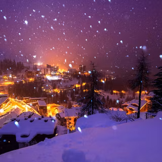 Cozy winter town wallpaper