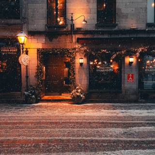 Cozy winter town wallpaper