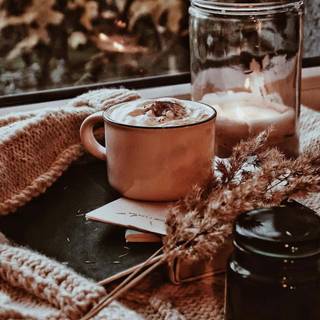 Aesthetic winter coffee wallpaper