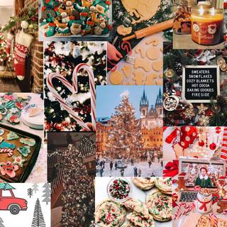 Christmas tree collage wallpaper