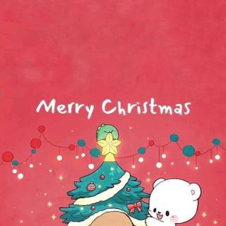 Kawaii bear Christmas wallpaper