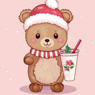 Kawaii bear Christmas wallpaper