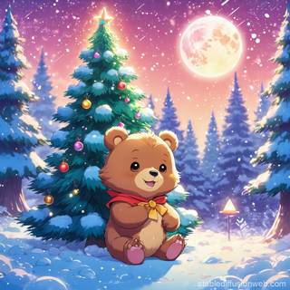 Kawaii bear Christmas wallpaper