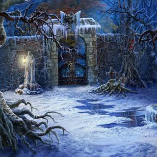 Winter gate forest wallpaper