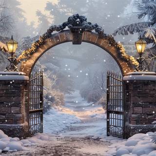 Winter gate forest wallpaper