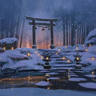 Winter gate forest wallpaper