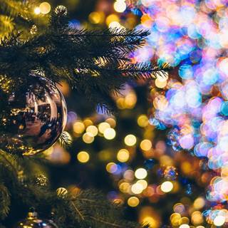 Christmas tree lights 4k wallpaper