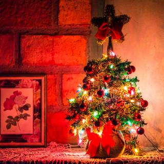 Christmas tree lights 4k wallpaper