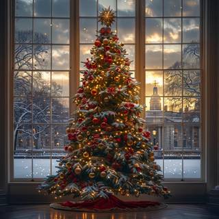 Christmas tree indoor wallpaper