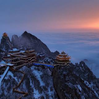 Mountain temple wallpaper