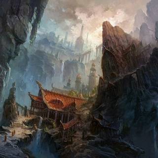 Mountain temple wallpaper