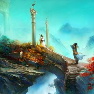 Mountain temple wallpaper