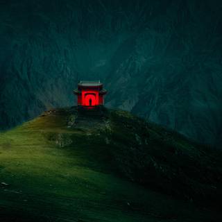 Mountain temple wallpaper