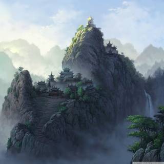 Mountain temple wallpaper