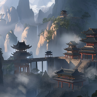 Mountain temple wallpaper