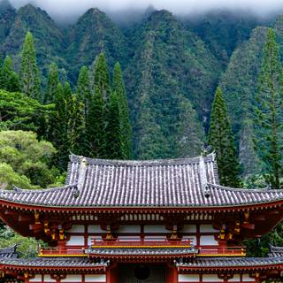 Mountain temple wallpaper