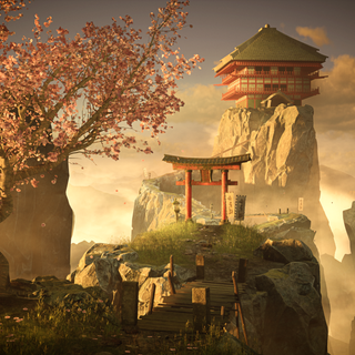 Mountain temple wallpaper