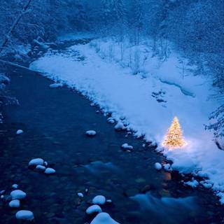 Christmas river wallpaper