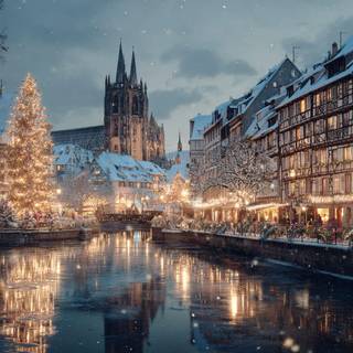 Christmas river wallpaper