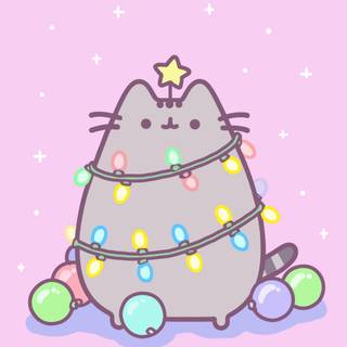 iPhone Pusheen winter wallpaper