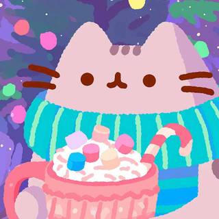 iPhone Pusheen winter wallpaper