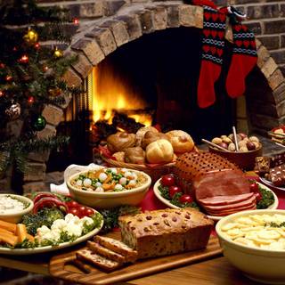 Christmas restaurant wallpaper