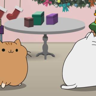 Christmas Pusheen desktop wallpaper