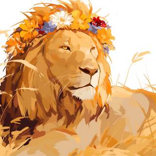 Lion with a crown wallpaper