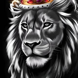 Lion with a crown wallpaper