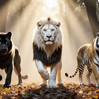 Magical lion forest wallpaper