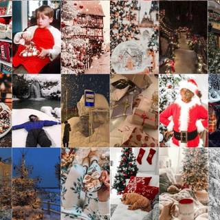 Collage winter Christmas wallpaper